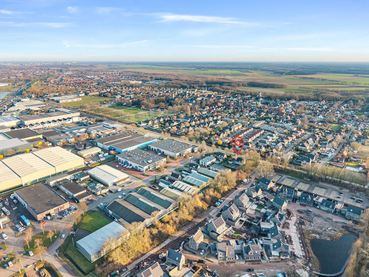 Luchtfoto van een bedrijventerrein